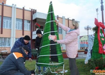 В Кореличах появилась аллея арт-елок