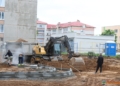 Во дворе по улице Гагарина, 32 в Кореличах началось благоустройство