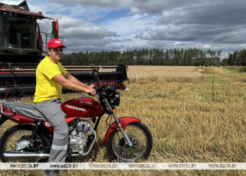 «Техника не подводит, вот и результат». Механизатору из «Зари» вручили мотоцикл за 3 тыс. тонн намолота